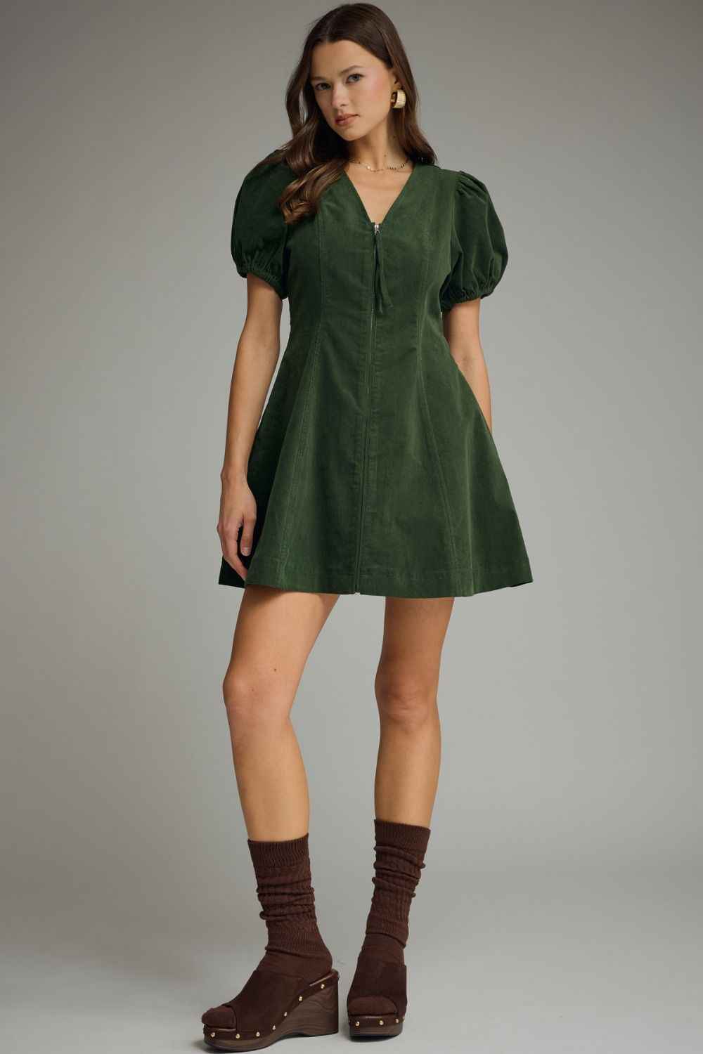 Willow Break Corduroy Mini Dress - Green