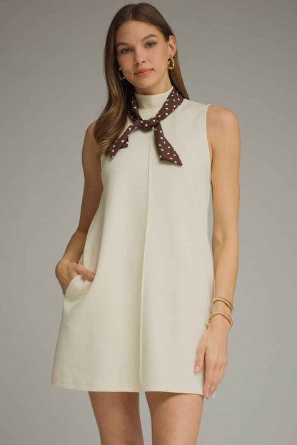 Soriee Tie Neck Sleeveless Mini Dress