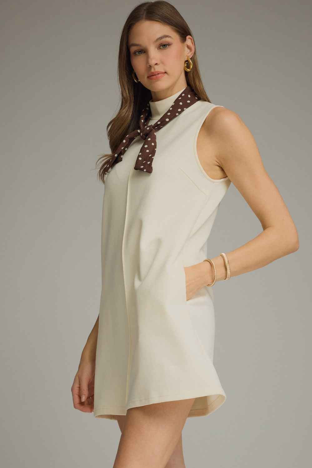 Soriee Tie Neck Sleeveless Mini Dress