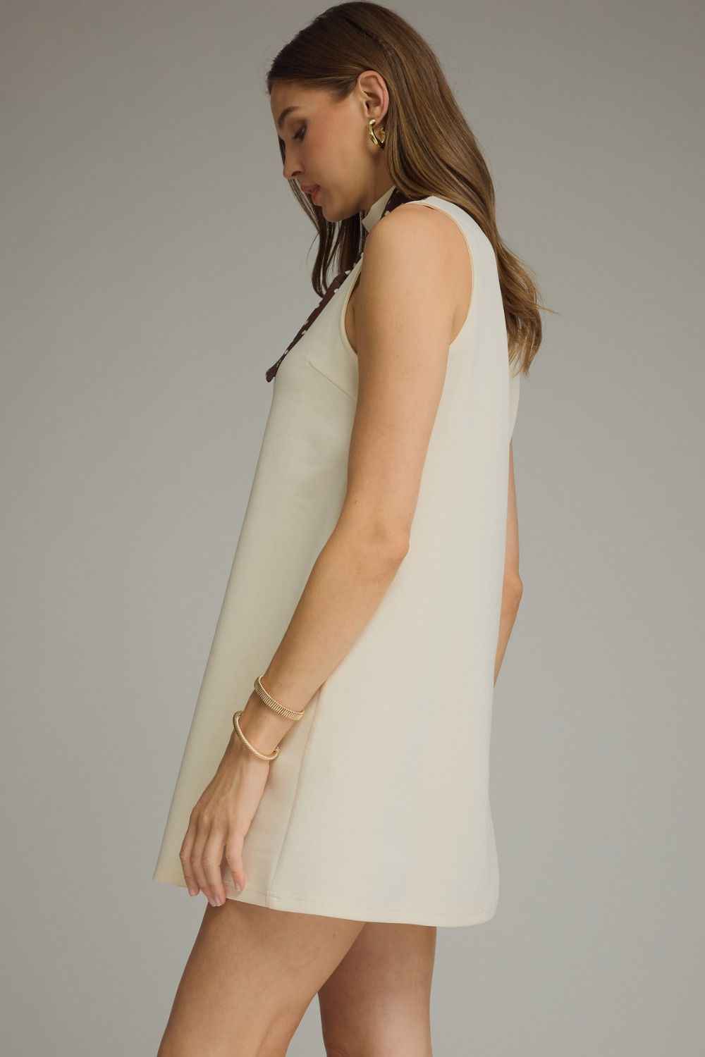 Soriee Tie Neck Sleeveless Mini Dress