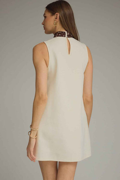 Soriee Tie Neck Sleeveless Mini Dress