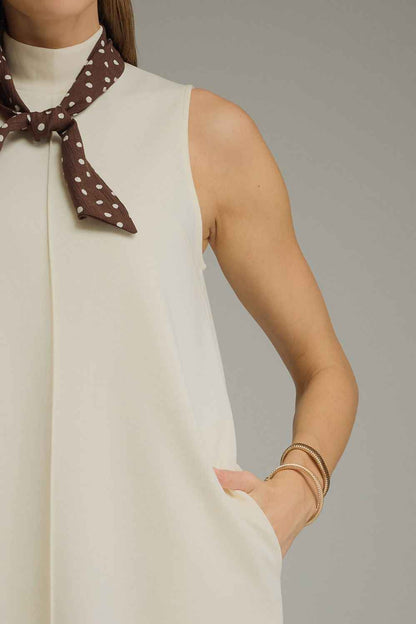 Soriee Tie Neck Sleeveless Mini Dress