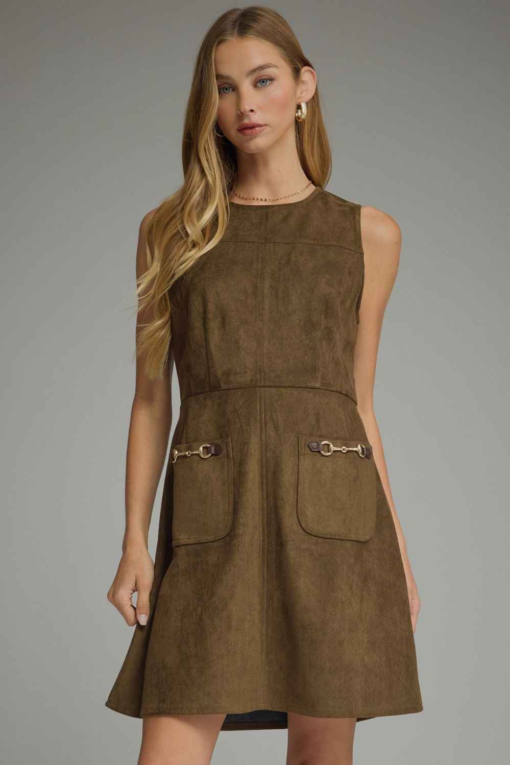 Kensington Suede Mini Dress - Wood