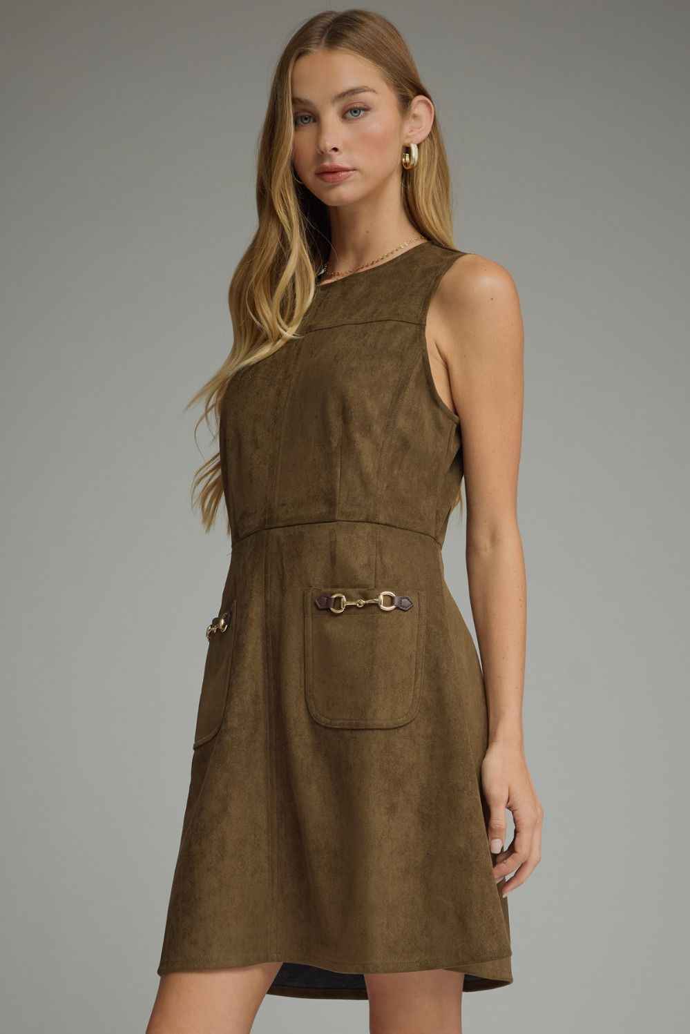 Kensington Suede Mini Dress - Wood