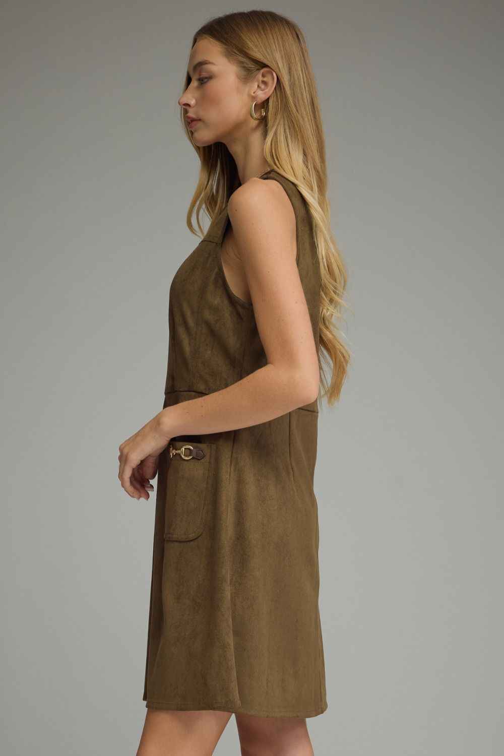 Kensington Suede Mini Dress - Wood