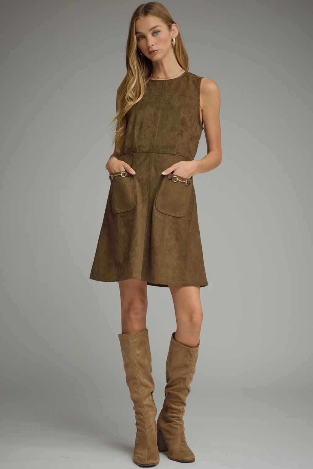 Kensington Suede Mini Dress - Wood