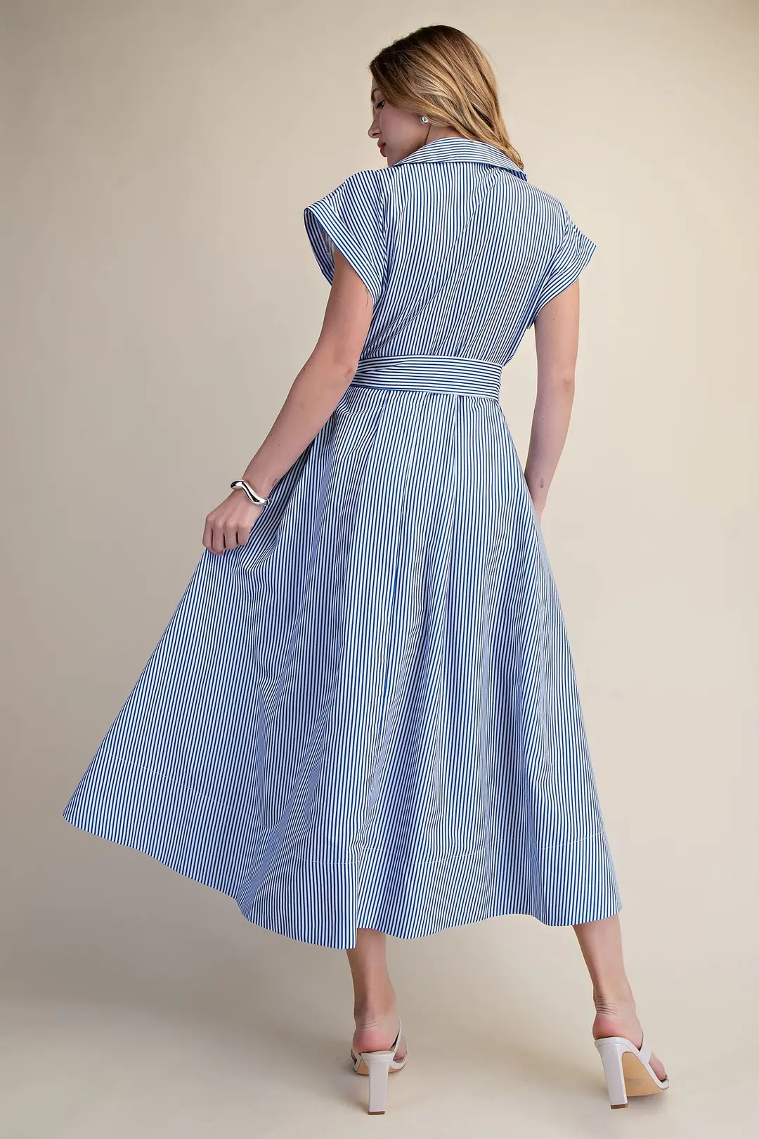 Chatham Front Tie Striped Dress - Blue - Delta Swanky Girl