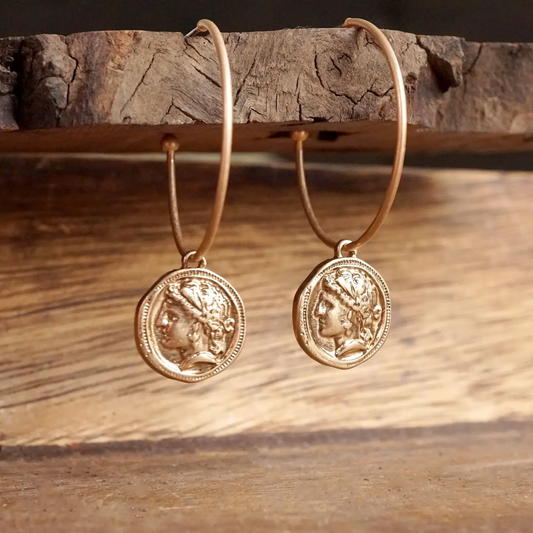 Worn Coin Hoop Earrings