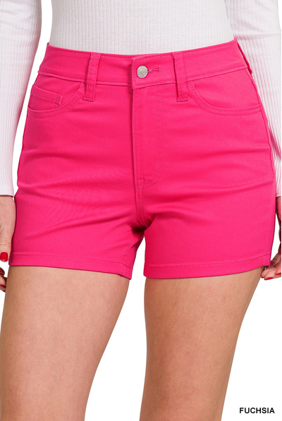Kallie High Rise Denim Shorts (Pink)