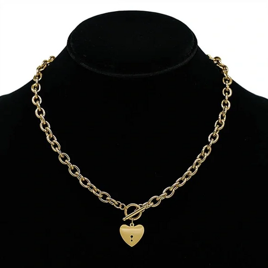 Lock Heart Toggle Chain Necklace - Delta Swanky Girl