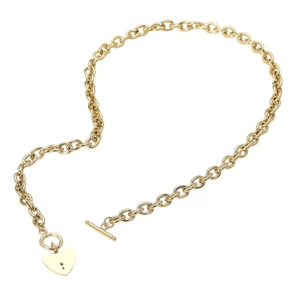 Lock Heart Toggle Chain Necklace - Delta Swanky Girl