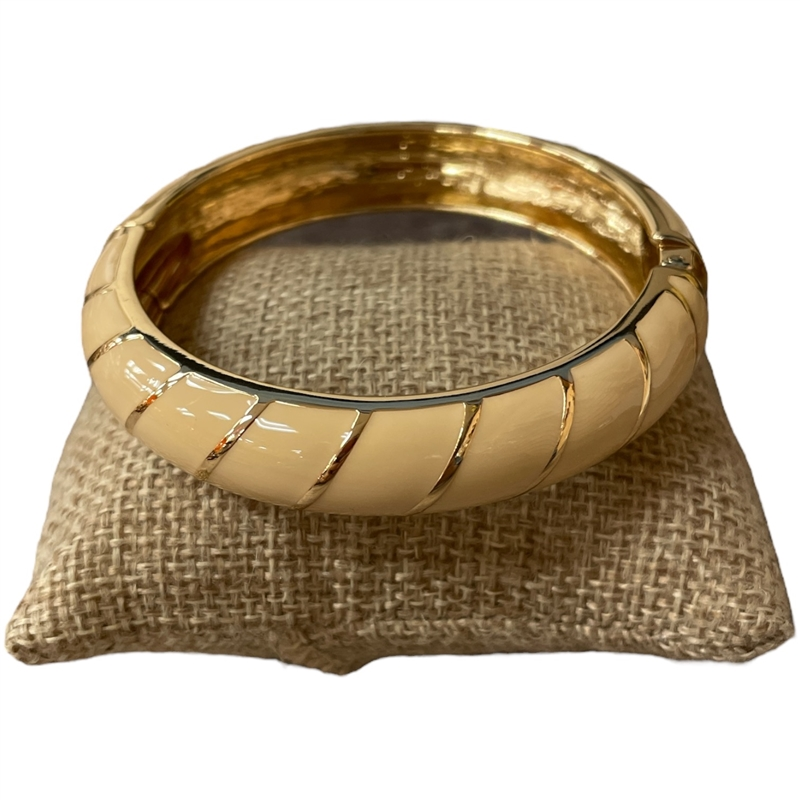 Monet Enamel Hinge Bangle Bracelet - Natural