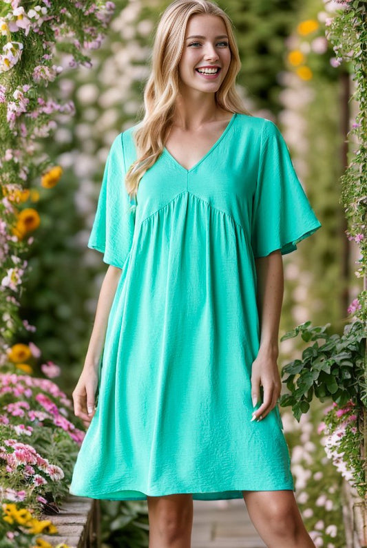 Curvy My Own Path Dress (Turquoise)