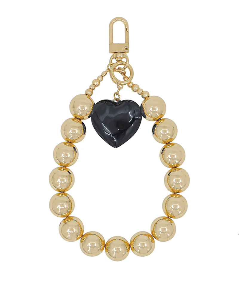 Gold Beaded Heart Charm Accessory (Black) - Delta Swanky Girl