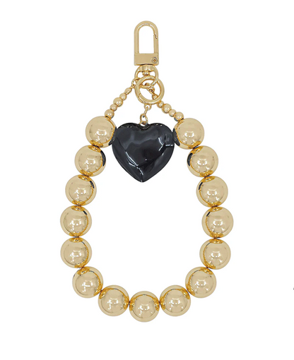 Gold Beaded Heart Charm Accessory (Black) - Delta Swanky Girl