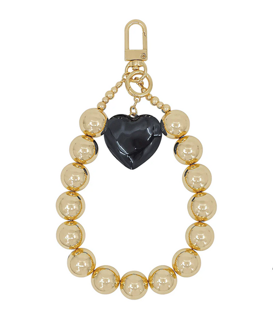 Gold Beaded Heart Charm Accessory (Black) - Delta Swanky Girl