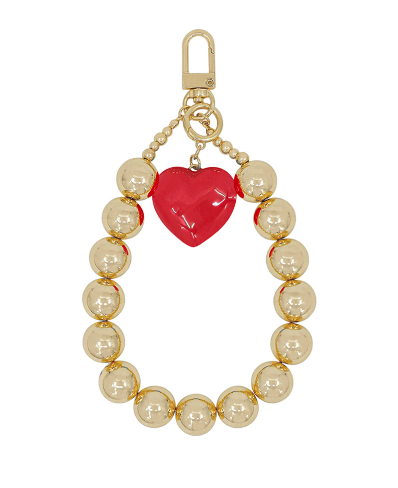 Gold Beaded Heart Charm Accessory (Red) - Delta Swanky Girl