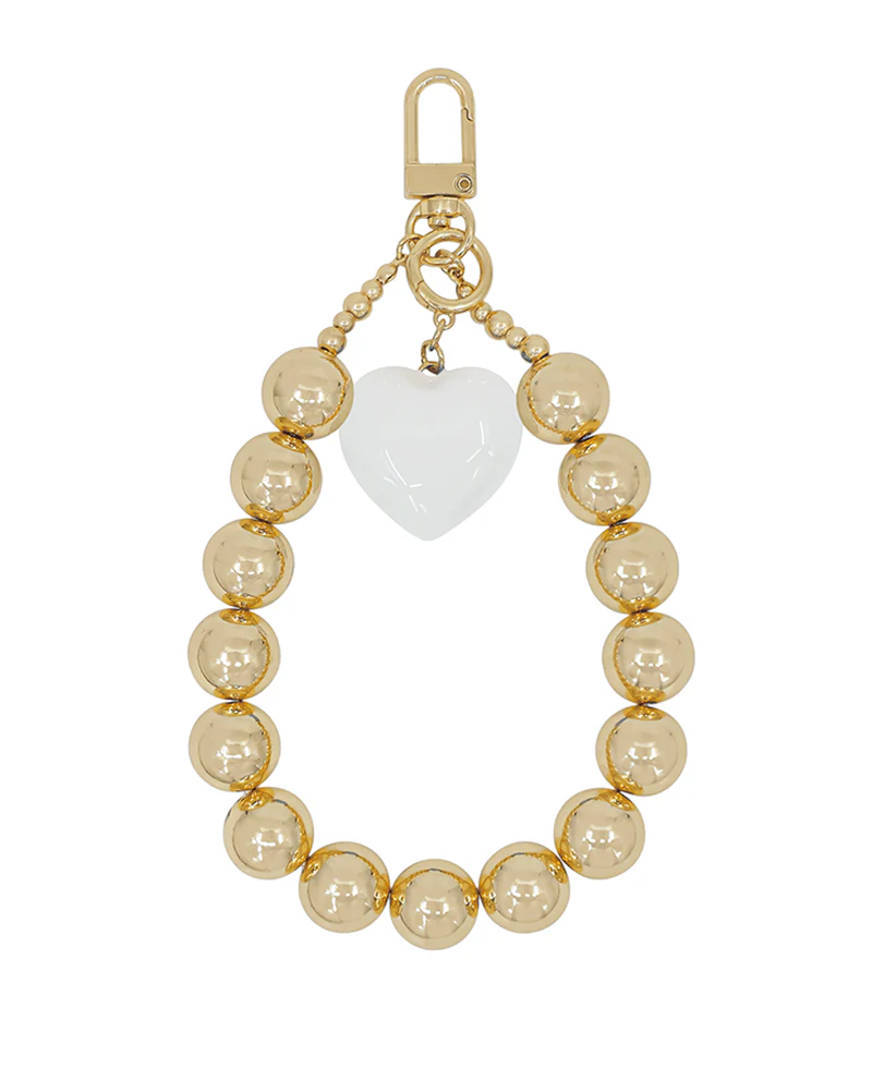 Gold Beaded Heart Charm Accessory (White) - Delta Swanky Girl