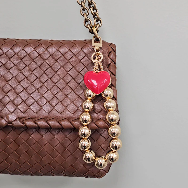 Gold Beaded Heart Charm Accessory (Red) - Delta Swanky Girl