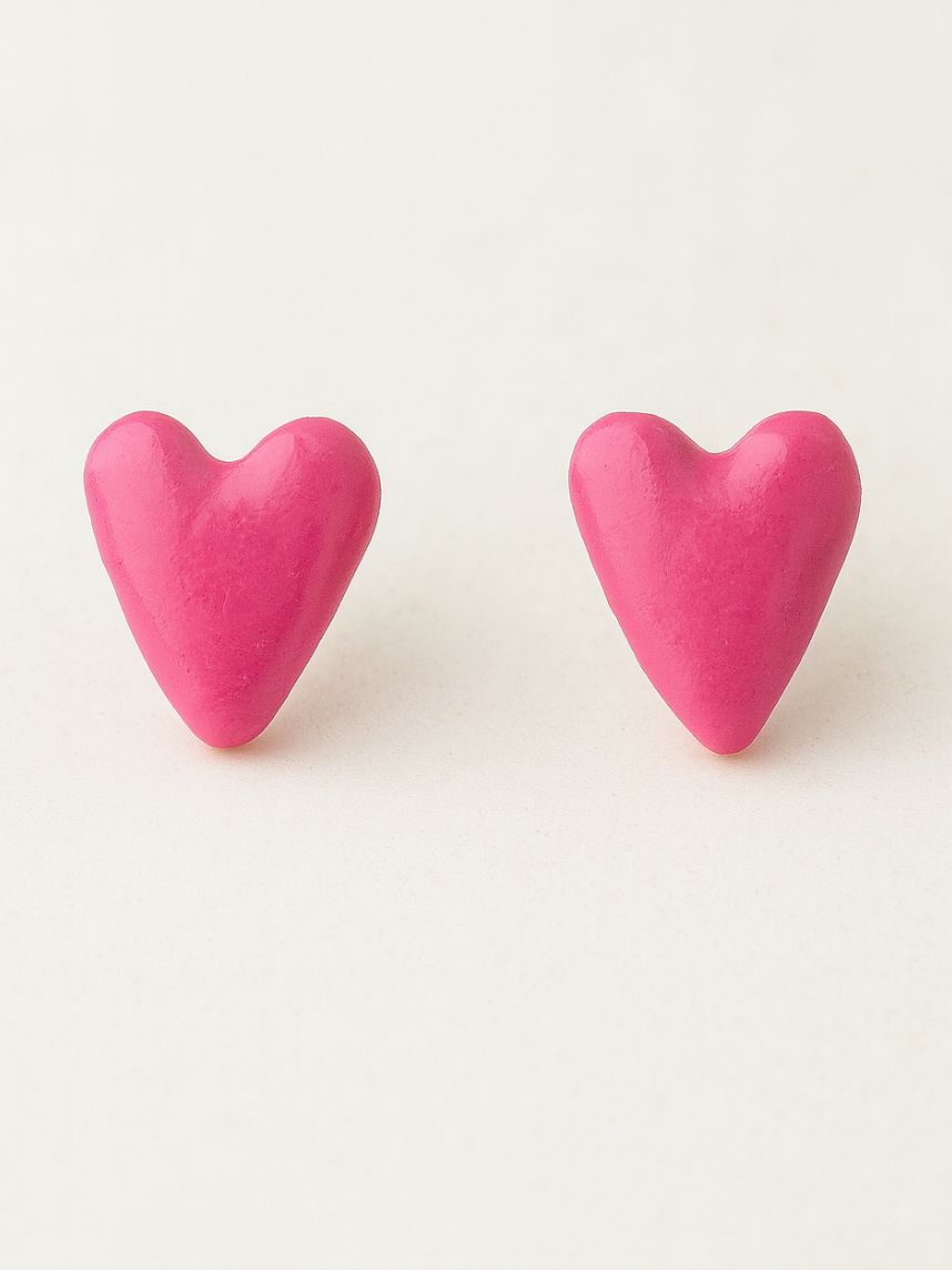 Clay Heart Stud Earring - Pink - Delta Swanky Girl