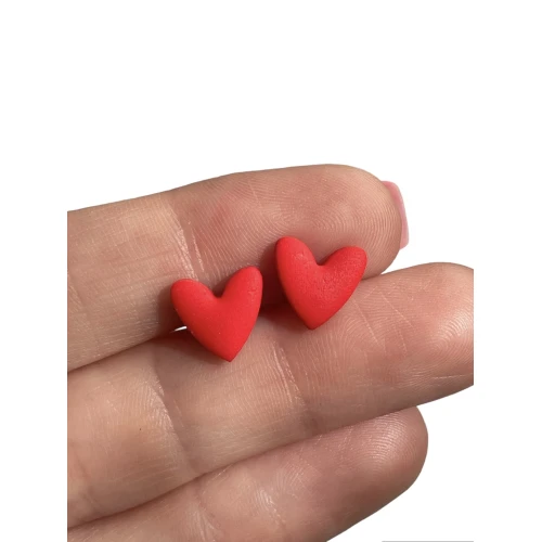Clay Heart Stud Earring - Red - Delta Swanky Girl
