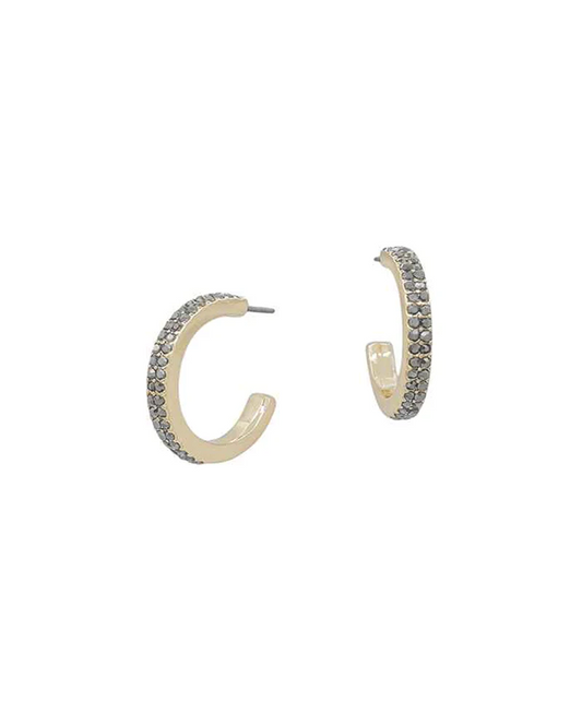 Luxe Pave Huggie Hoop - Black