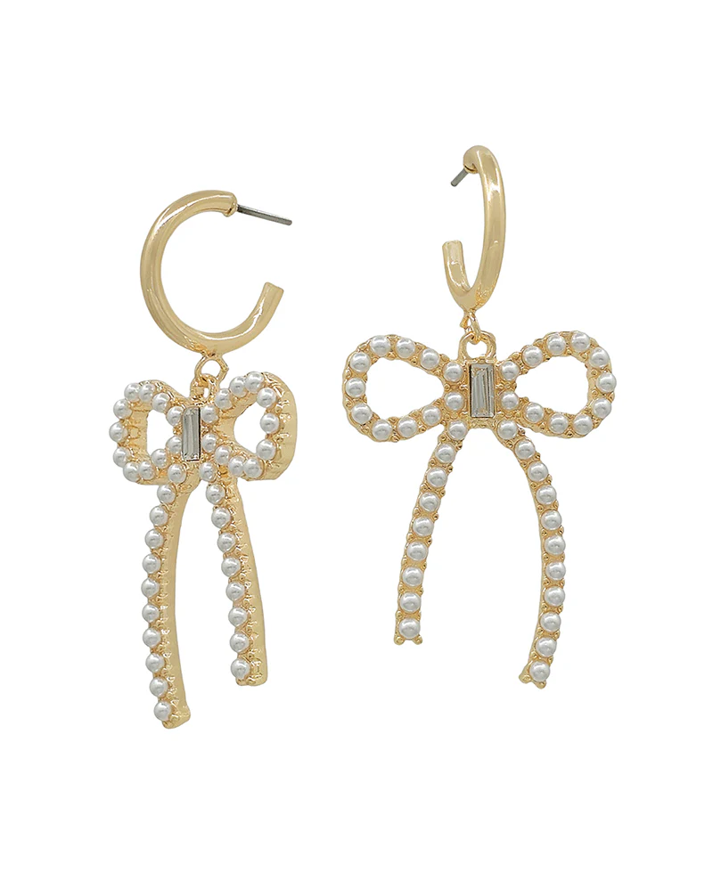 Pearl Bow Hoop Earring