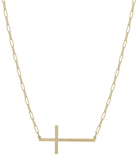 Carmi Cross Necklace (Gold)