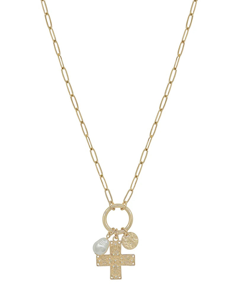 Station Cross Charm Necklace - Delta Swanky Girl