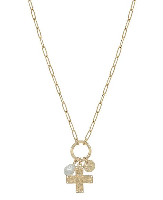 Station Cross Charm Necklace - Delta Swanky Girl