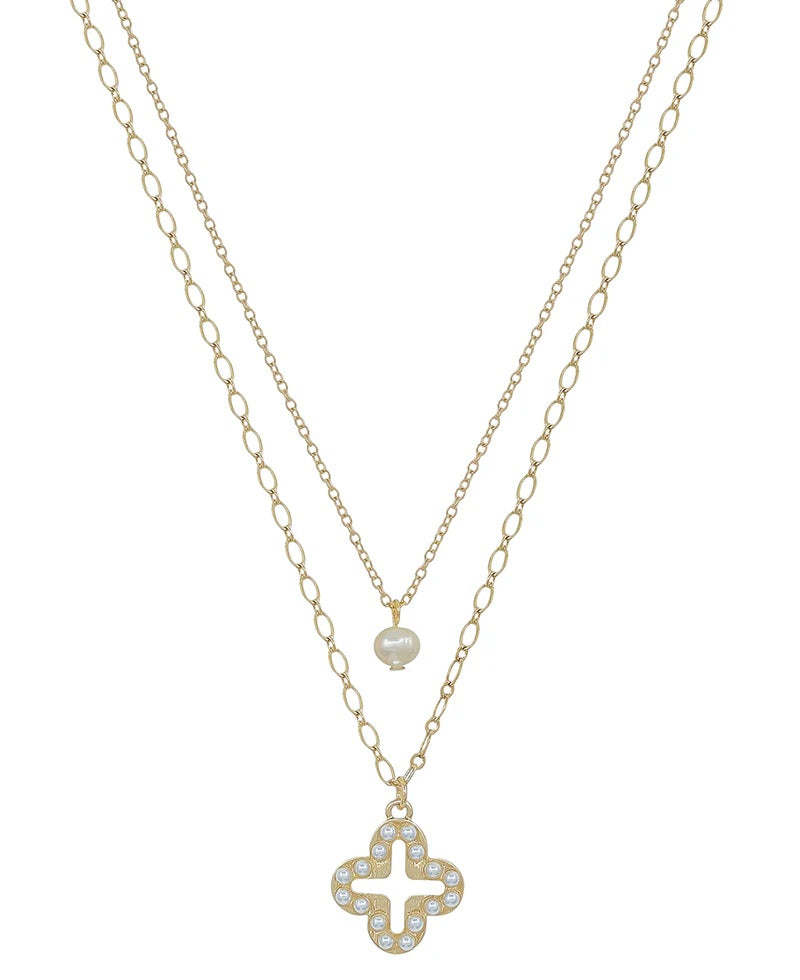 Pearl Clover Duo Necklace - Delta Swanky Girl