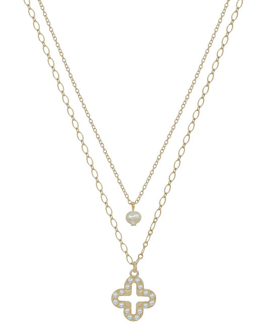 Pearl Clover Duo Necklace - Delta Swanky Girl