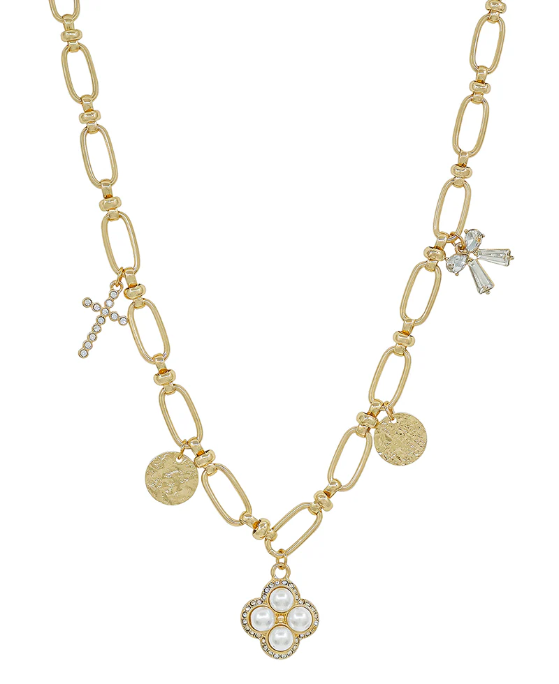 Pearly Clover Charm Necklace - Gold - Delta Swanky Girl