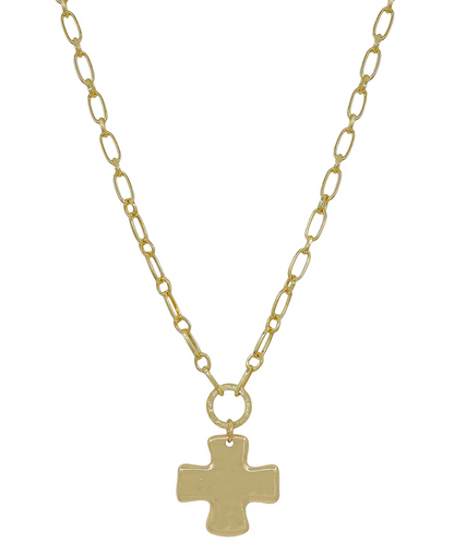 Chunky Cross Paperclip Chain Necklace - Delta Swanky Girl