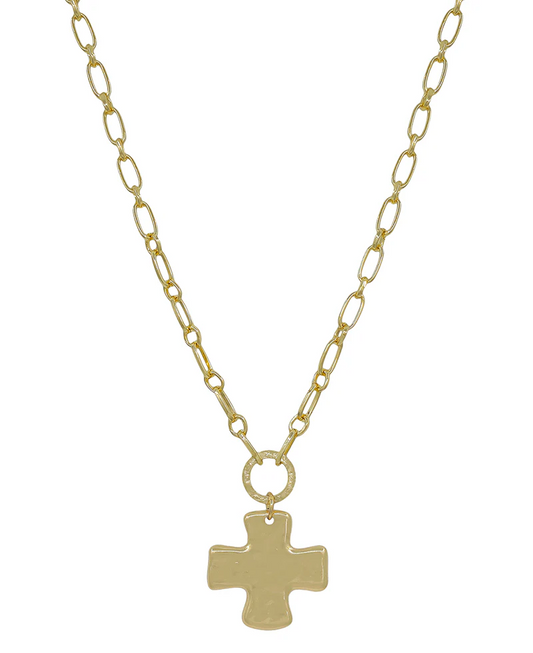 Chunky Cross Paperclip Chain Necklace - Delta Swanky Girl