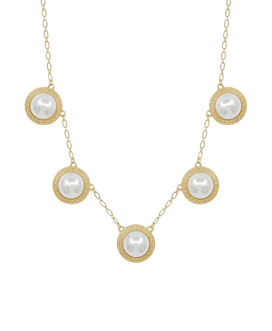 Celeste Halo Pearl Collar Necklace