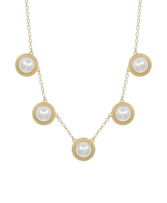 Celeste Halo Pearl Collar Necklace