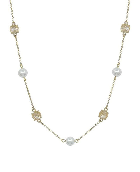 Fave Pearl & Crystal Duo Necklace - Delta Swanky Girl