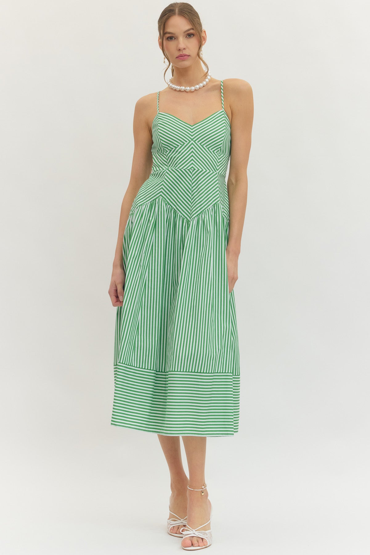 Farm Rio Striped Midi Dress - Green Delta Swanky Girl Farm Rio Striped Midi Dress - Green Delta Swanky Girl