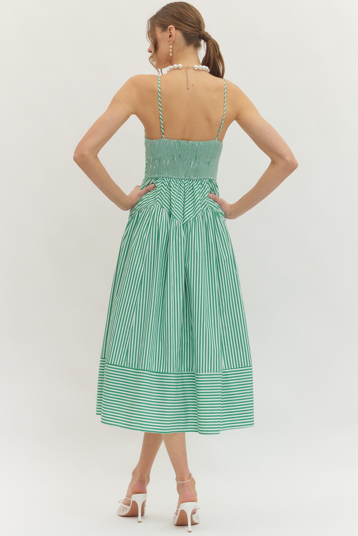 Farm Rio Striped Midi Dress - Green