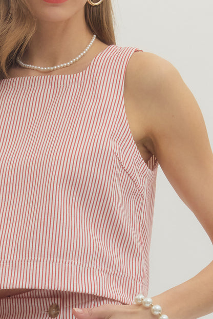Baxter Stripe Two Piece Skort Set - Red - Delta Swanky Girl