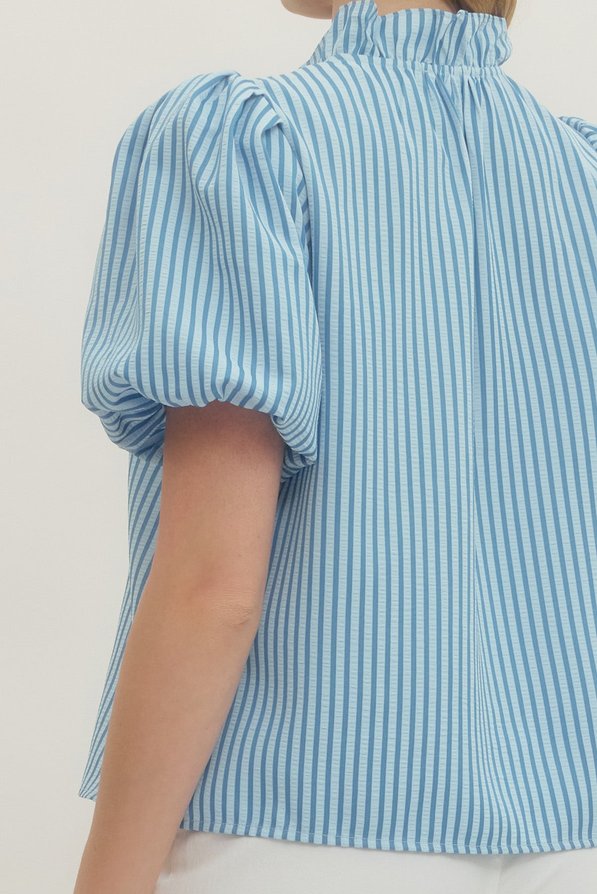 Preppy Striped Ruffle Top - Blue - Delta Swanky Girl