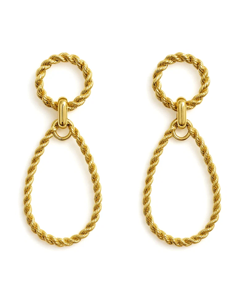 Heirloom Interlocking Rope Link Earring - Teardrop