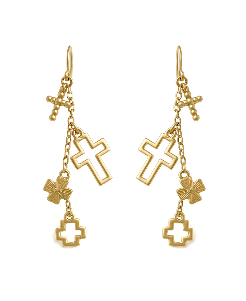 Grace Cross Chain Dangle Earring - Delta Swanky Girl