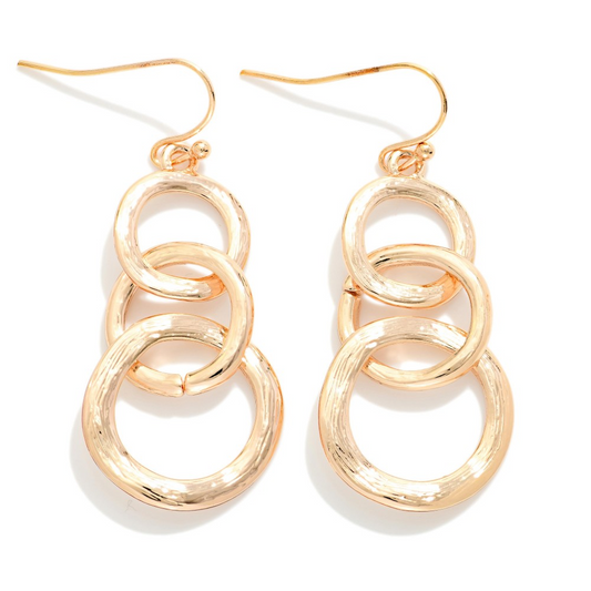 Scribble Brushed Gold Link Earring