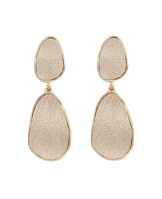 Ashton Leather Drop Earrings - Ivory