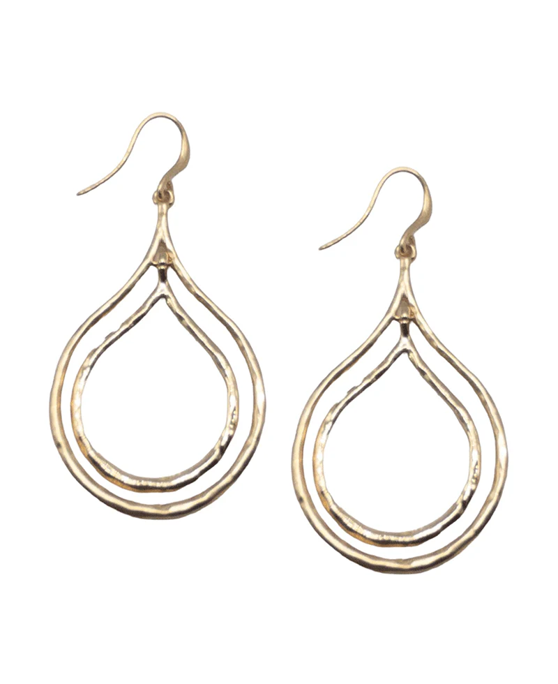 Double Open Teardrop Earring (Gold)