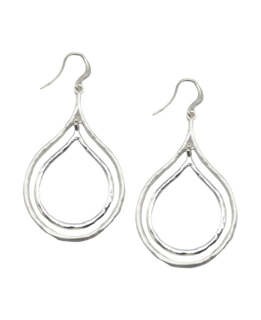 Double Open Teardrop Earring (Silver)