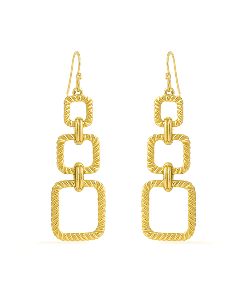 Textured Cascading Square Drop Earring