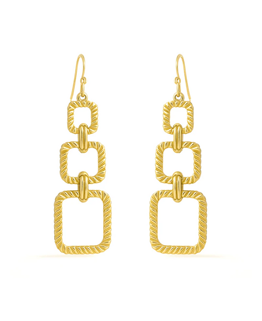 Textured Cascading Square Drop Earring